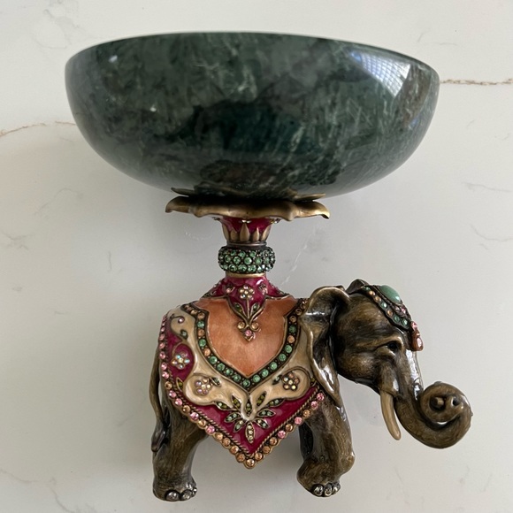 🐘 JAY STRONGWATER Elephant Footed Stone Bowl Enameled & Swarovski Crystals el - Picture 11 of 16